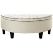 Posh Living Nathan Linen Fabric Half Moon Storage Ottoman in Cream/White