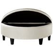 Posh Living Nathan Linen Fabric Half Moon Storage Ottoman in Cream/White