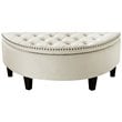 Posh Living Nathan Linen Fabric Half Moon Storage Ottoman in Cream/White