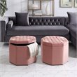 Posh Living Adrian Button Tufted Velvet Storage Ottoman in Blush Pink