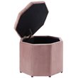 Posh Living Adrian Button Tufted Velvet Storage Ottoman in Blush Pink