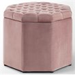 Posh Living Adrian Button Tufted Velvet Storage Ottoman in Blush Pink