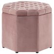 Posh Living Adrian Button Tufted Velvet Storage Ottoman in Blush Pink