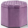 Posh Living Adrian Button Tufted Velvet Storage Ottoman in Mauve