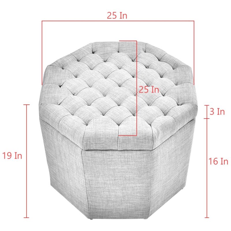 Posh Living Adrian Button Tufted Velvet Storage Ottoman in Mauve