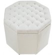 Posh Living Adrian Button Tufted Linen Fabric Storage Ottoman in Beige