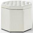 Posh Living Adrian Button Tufted Linen Fabric Storage Ottoman in Beige