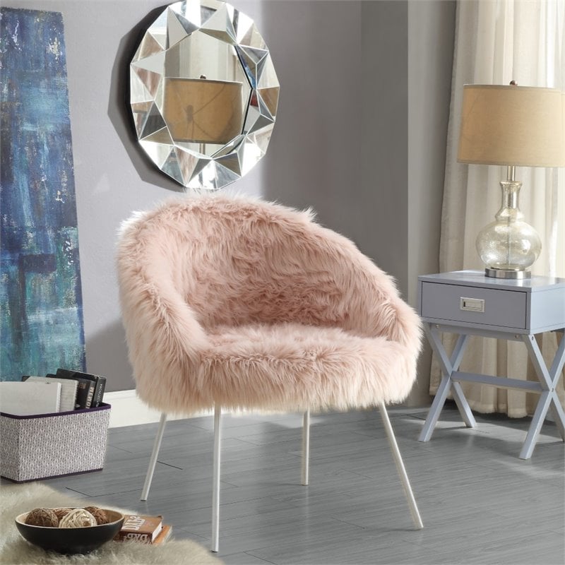 rose pamela faux fur accent chair