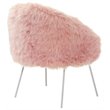 Posh Living Anthony Faux Fur Fabric Accent Chair with Metal Legs in Rose