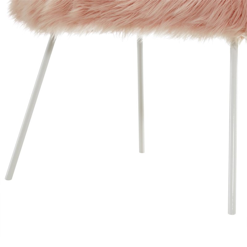 Posh Living Anthony Faux Fur Fabric Accent Chair with Metal Legs in Rose