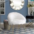 Posh Living Anthony Faux Fur Fabric Accent Chair with Metal Legs in White