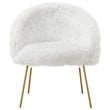 Posh Living Anthony Faux Fur Fabric Accent Chair with Metal Legs in White