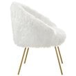 Posh Living Anthony Faux Fur Fabric Accent Chair with Metal Legs in White