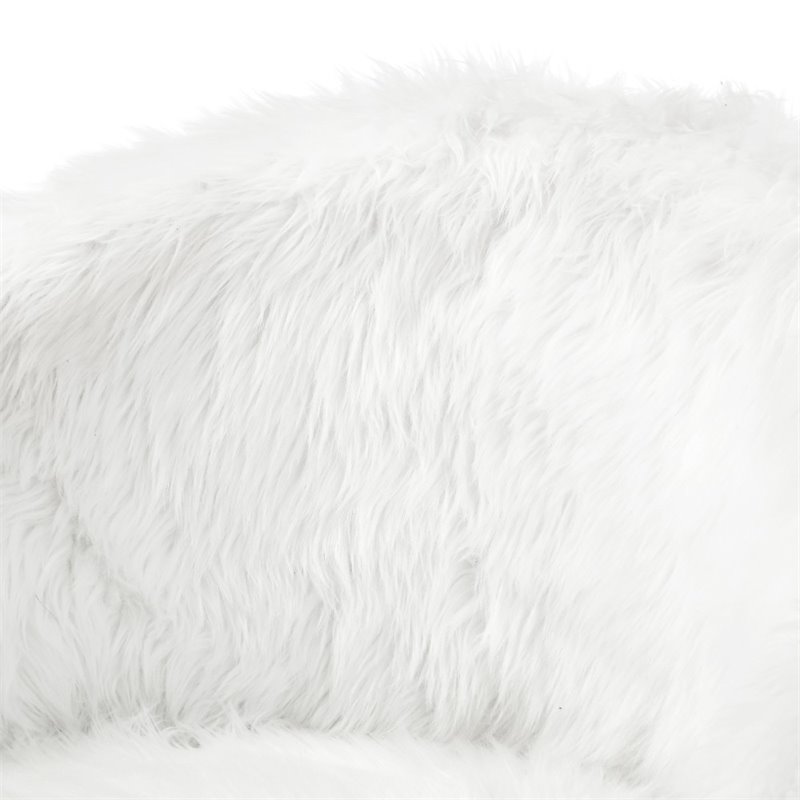 Posh Living Anthony Faux Fur Fabric Accent Chair with Metal Legs in White