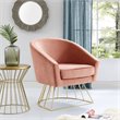 Posh Living Leo Tufted Velvet Barrel Back Accent Chair in Blush Pink/Gold