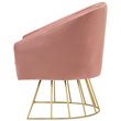 Posh Living Leo Tufted Velvet Barrel Back Accent Chair in Blush Pink/Gold