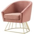 Posh Living Leo Tufted Velvet Barrel Back Accent Chair in Blush Pink/Gold