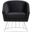 Posh Living Leo Tufted Velvet Barrel Back Accent Chair in Black/Chrome