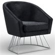 Posh Living Leo Tufted Velvet Barrel Back Accent Chair in Black/Chrome