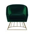 Posh Living Leo Tufted Velvet Barrel Back Accent Chair in Green/Gold