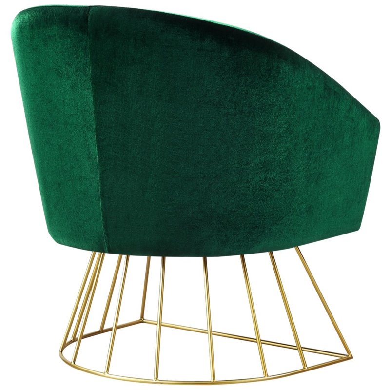 Leo Green Velvet Accent Chair - Gold Metal Base - Barrel ...