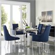 Posh Living Colton Velvet Dining Side Chair with Acrylic Legs - Blue (Set of 2)