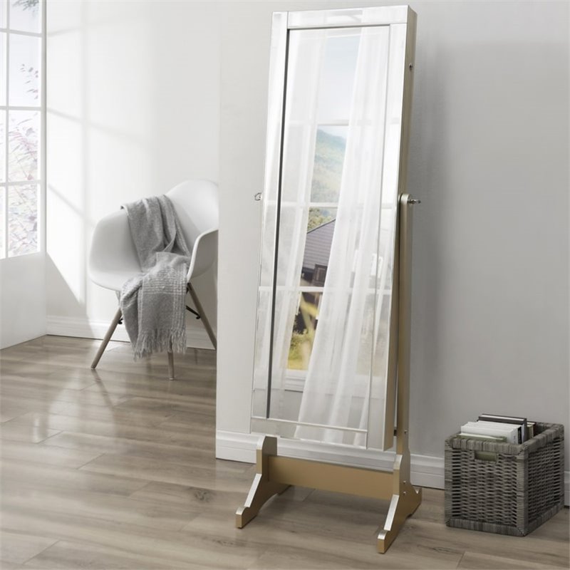 Posh Living Harper Jewelry Cheval Armoire & Makeup Storage in Champagne