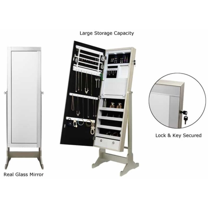 Posh Living Harper Jewelry Cheval Armoire & Makeup Storage in Champagne