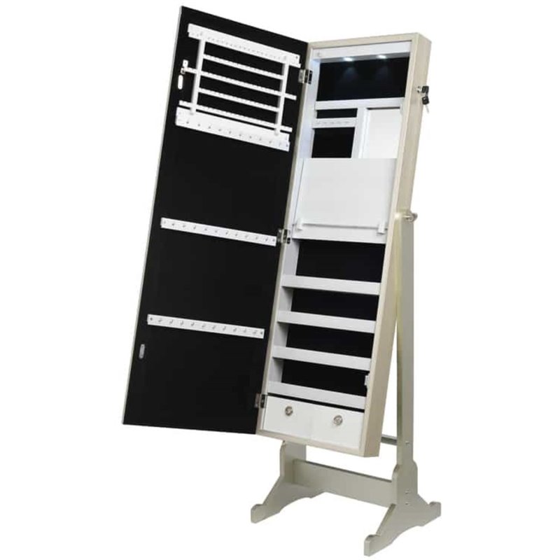 Posh Living Harper Jewelry Cheval Armoire & Makeup Storage in Champagne