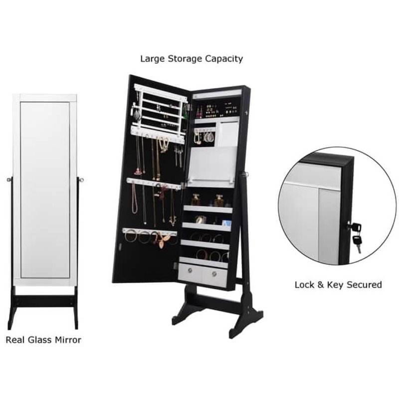 Posh Living Harper Jewelry Cheval Armoire & Makeup Storage in Black