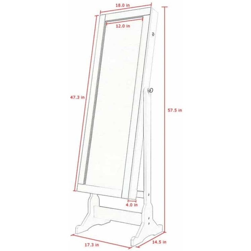 Posh Living Harper Jewelry Cheval Armoire & Makeup Storage in Black