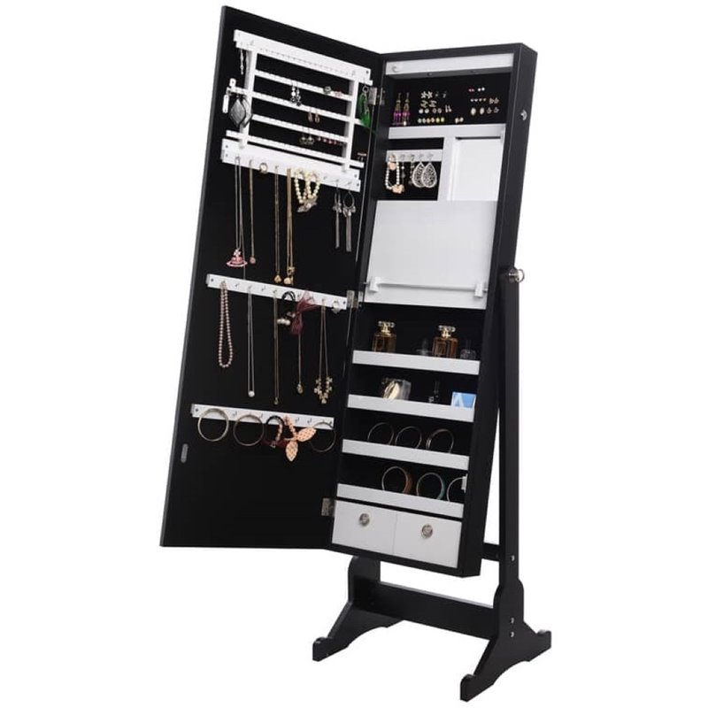 Posh Living Harper Jewelry Cheval Armoire & Makeup Storage in Black