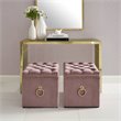 Posh Living Markella Velvet 1pc Storage Ottoman in Blush Pink/Gold