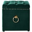 Posh Living Markella Velvet 1Pc Storage Ottoman in Hunter Green/Gold