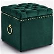 Posh Living Markella Velvet 1Pc Storage Ottoman in Hunter Green/Gold