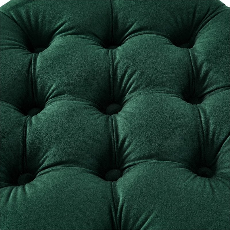 Posh Living Markella Velvet 1Pc Storage Ottoman in Hunter Green/Gold