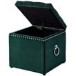 Posh Living Markella Velvet 1Pc Storage Ottoman in Hunter Green/Chrome