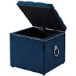 Posh Living Markella Velvet 1Pc Storage Ottoman in Navy Blue/Chrome
