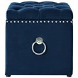 Posh Living Markella Velvet 1Pc Storage Ottoman in Navy Blue/Chrome