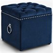 Posh Living Markella Velvet 1Pc Storage Ottoman in Navy Blue/Chrome