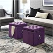 Posh Living Markella Velvet 1Pc Storage Ottoman in Purple/Chrome