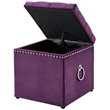 Posh Living Markella Velvet 1Pc Storage Ottoman in Purple/Chrome