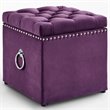 Posh Living Markella Velvet 1Pc Storage Ottoman in Purple/Chrome