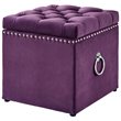 Posh Living Markella Velvet 1Pc Storage Ottoman in Purple/Chrome