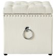 Posh Living Markella Linen Fabric 1Pc Storage Ottoman in Cream White/Chrome