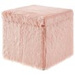 Posh Living Stanley Modern Faux Fur Fabric Cube Storage Ottoman in Blush Pink