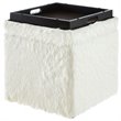 Posh Living Stanley Modern Faux Fur Fabric Cube Storage Ottoman in White