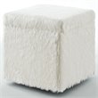 Posh Living Stanley Modern Faux Fur Fabric Cube Storage Ottoman in White