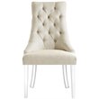 Colton Linen Fabric Dining Side Chair with Acrylic Legs - Cream/White (Set of 2)