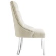 Colton Linen Fabric Dining Side Chair with Acrylic Legs - Cream/White (Set of 2)